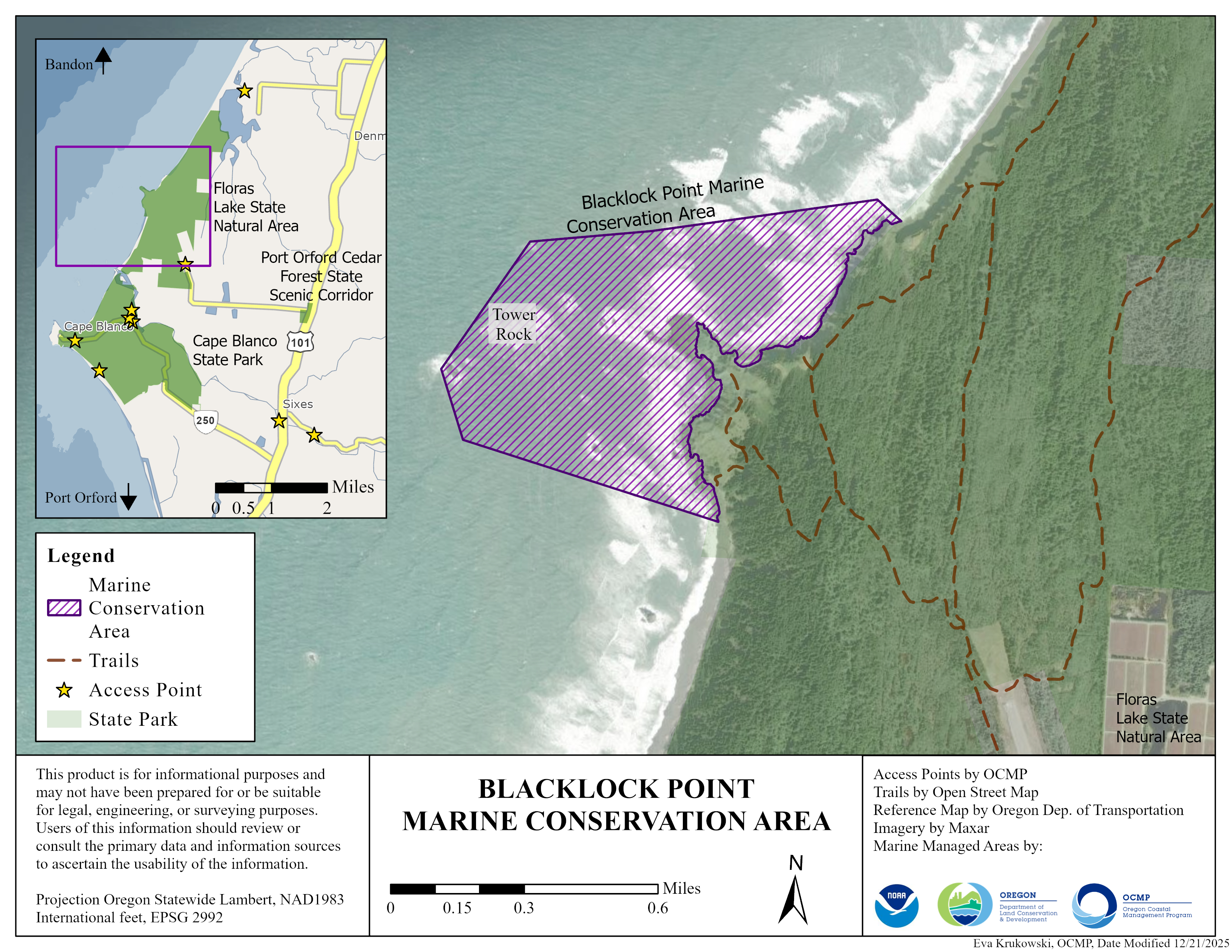Map showing the Blacklock Point MCA