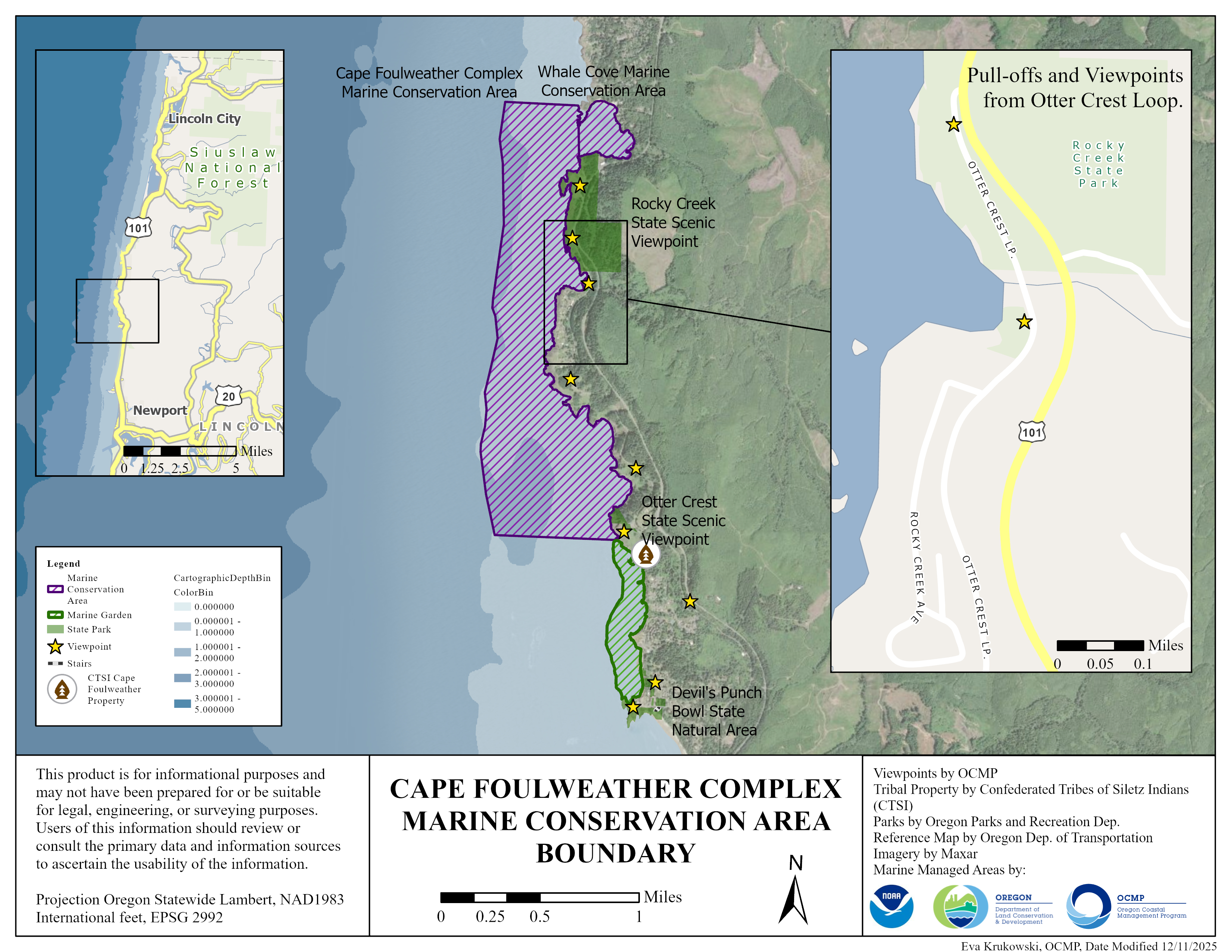 Map showing the Cape Foulweather MCA