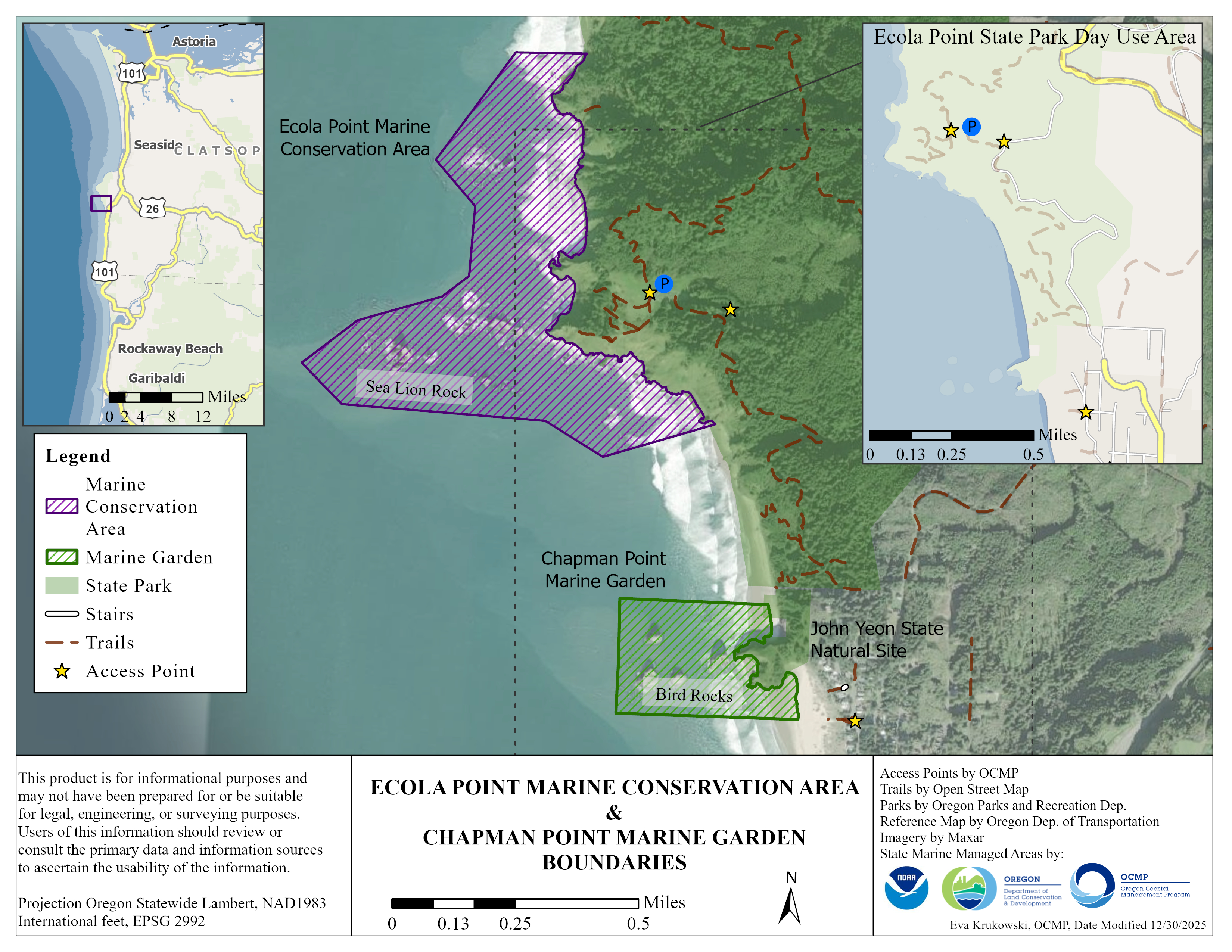 Map showing the Ecola Point MCA